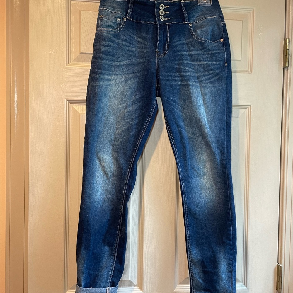 Hydraulic Blue “Murray” Ankle Skinny Jeans with‎ Lived-In Look, Size 6